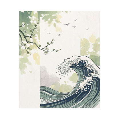 Spring Ocean Wave Ukiyo E Inspired Canvas Art | Serene Decor