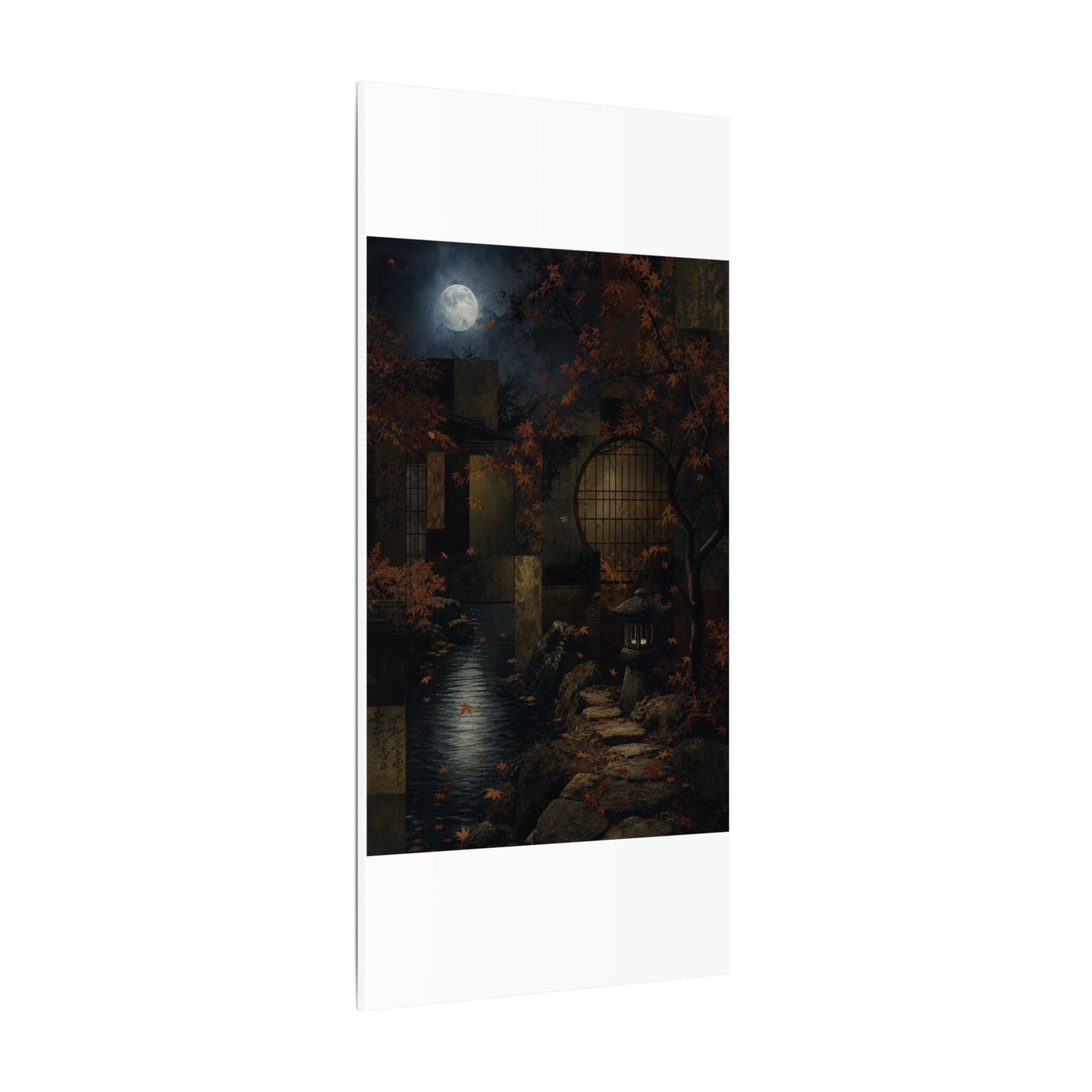 Moonlight Moonlit Garden Canvas Art - Dark Japandi Shibui