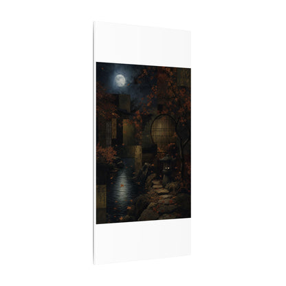 Moonlight Moonlit Garden Canvas Art - Dark Japandi Shibui