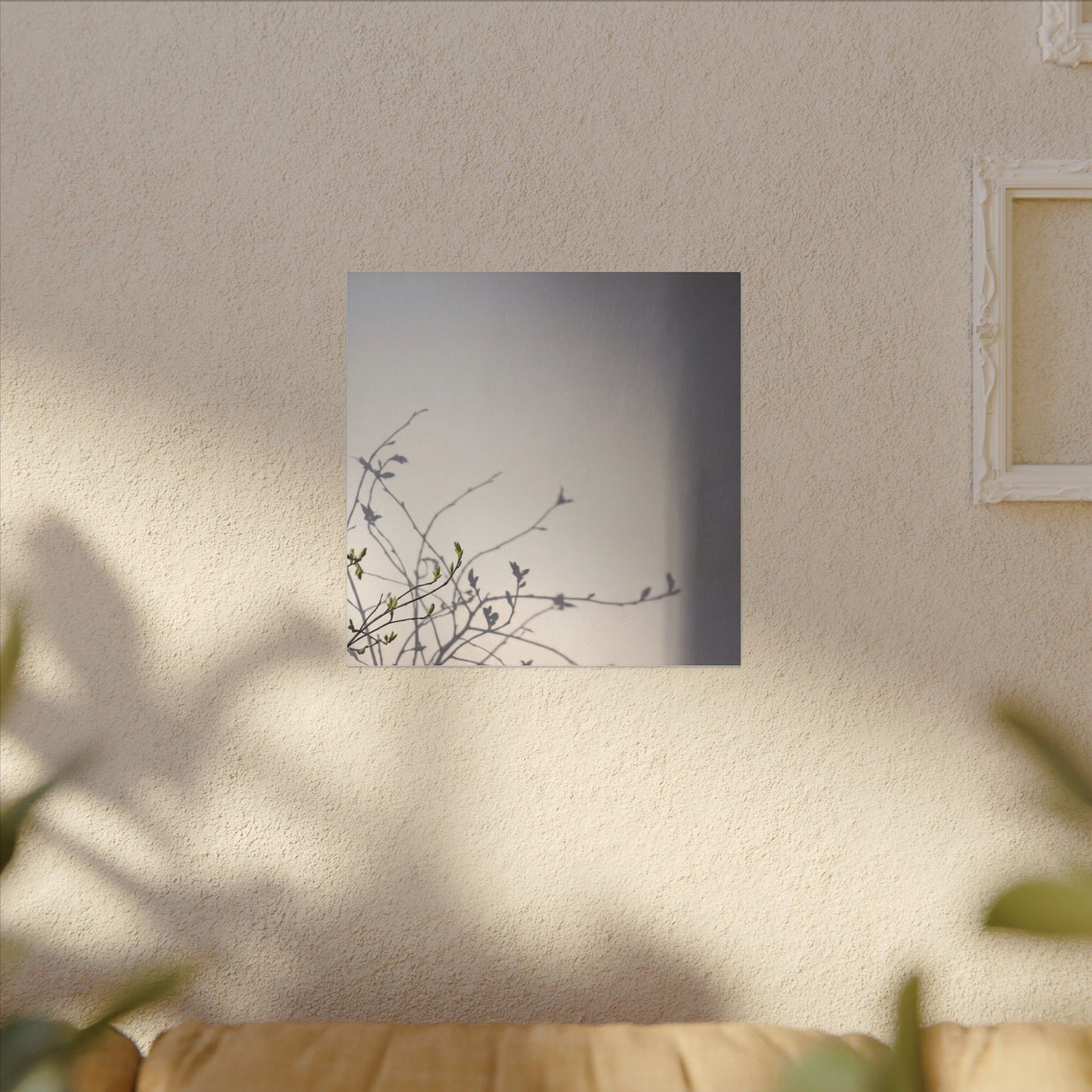 Japandi Shadow Play in Dawn | Japanese Pattern Canvas Art