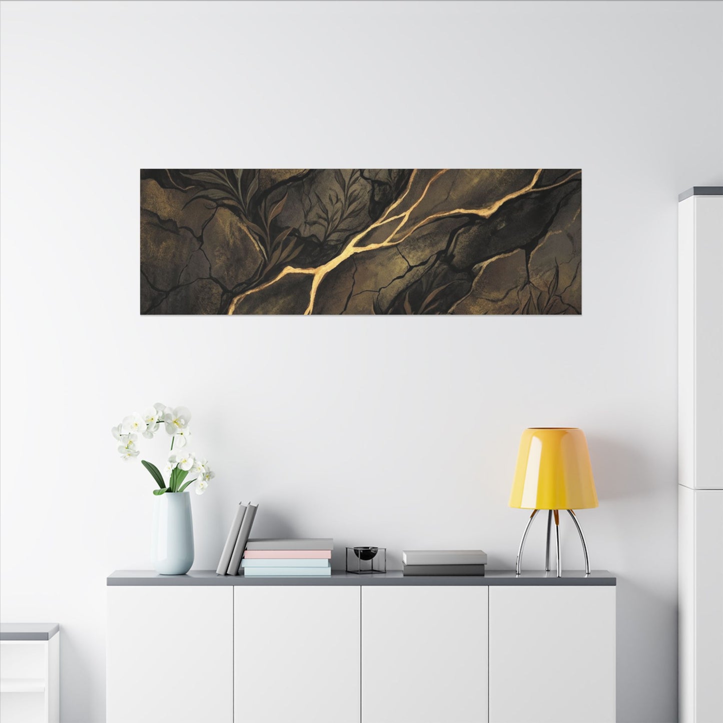 Cracked Earth Charcoal Ink Canvas Art | Bold Dark Japandi Art