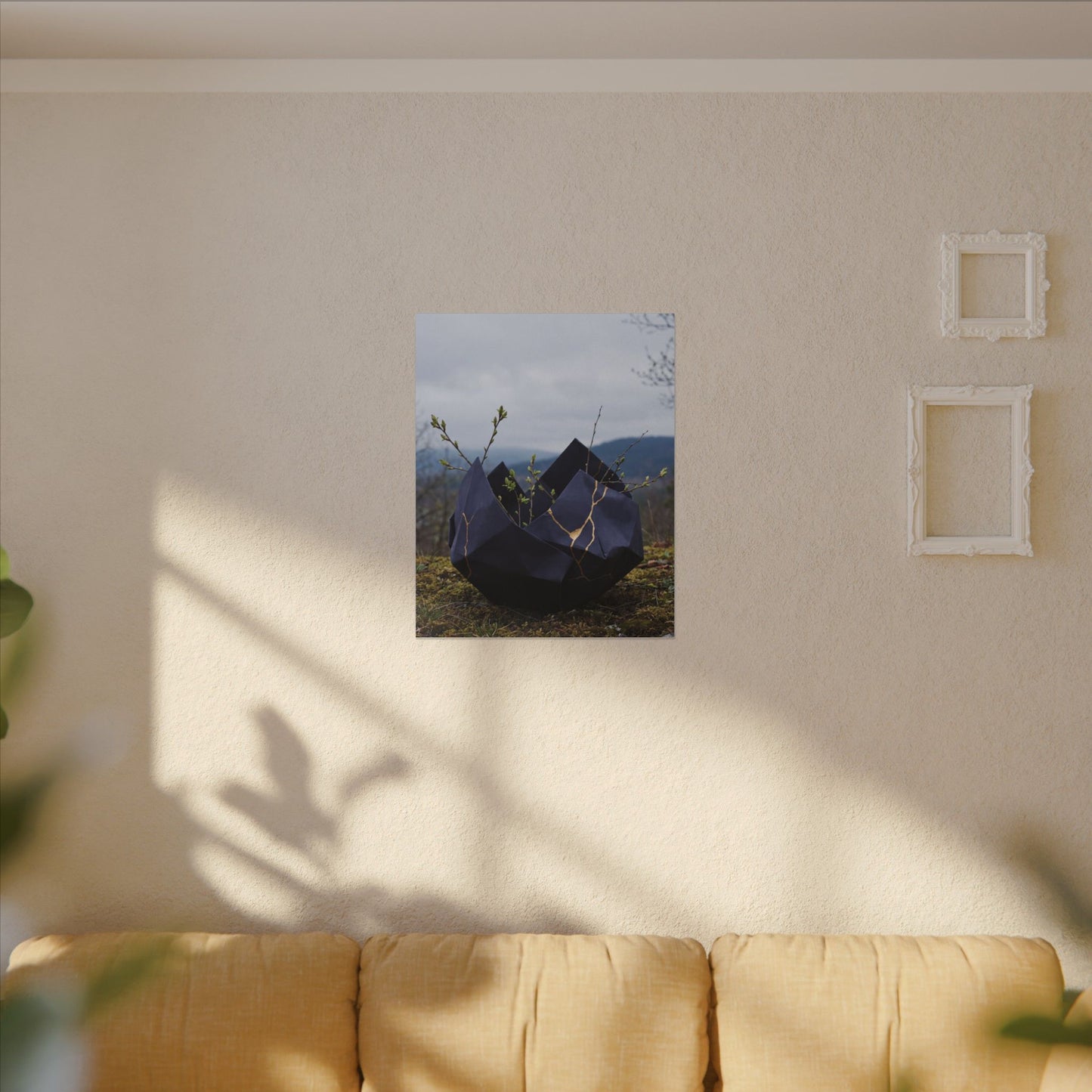 Paper Fold Canvas Art | Spring Kintsugi Gold Repair Art