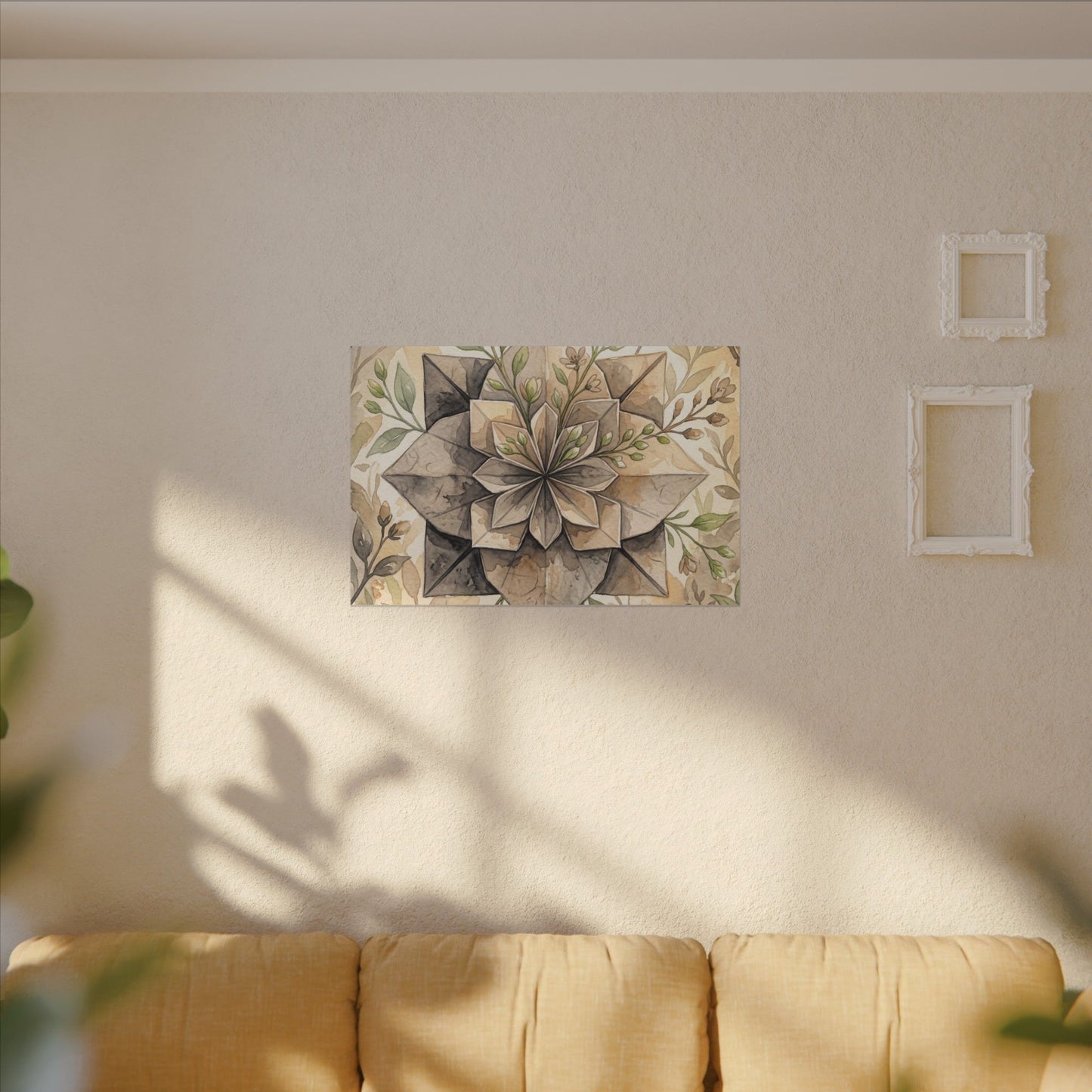 Warm Paper Fold Canvas Art - Watercolor Japandi
