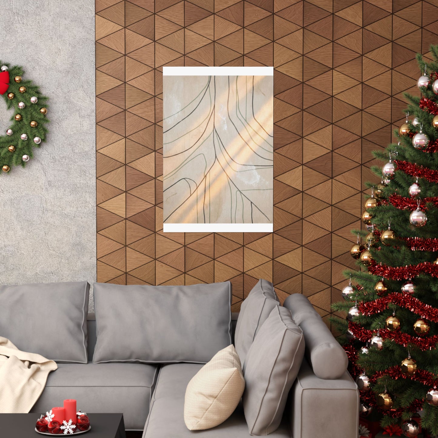 Winter Shoji Screen Minimal Line Wall Art Print | Elegant Decor