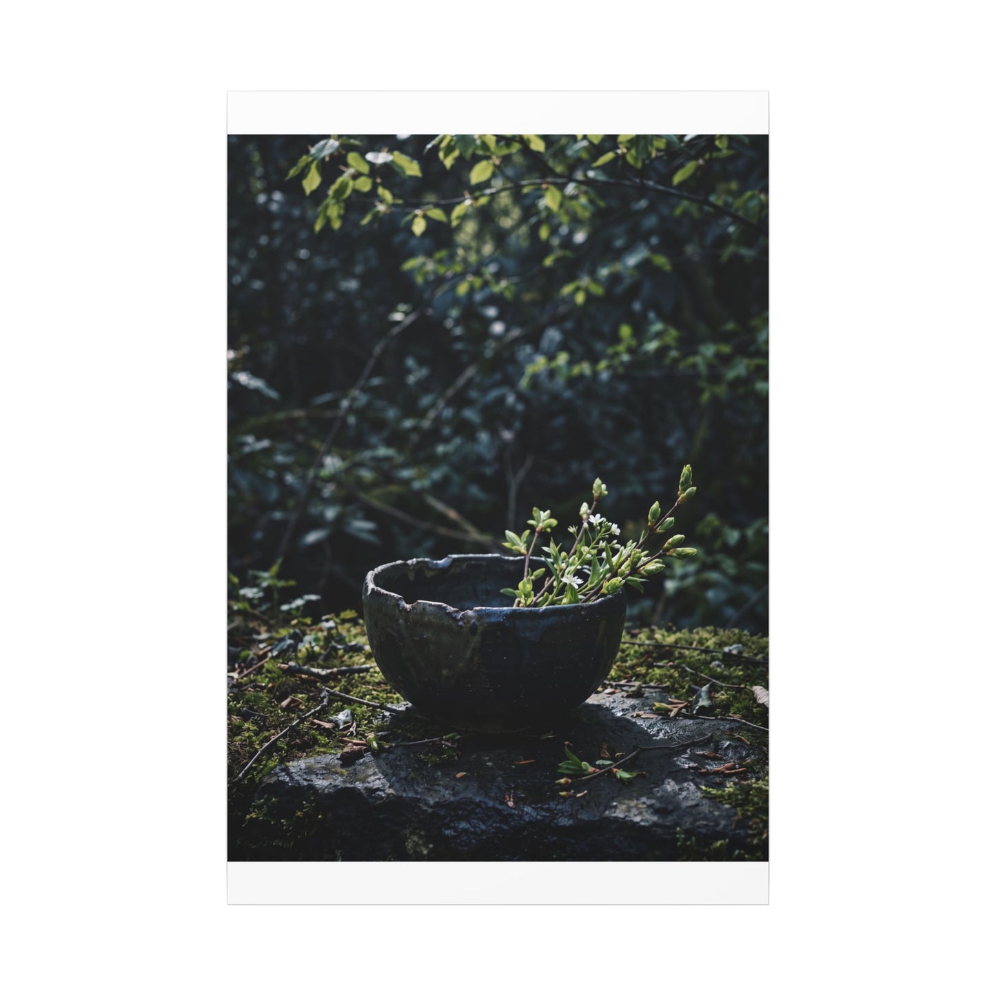 Dappled Ceramic Bowl Canvas Art - Dark Japandi Datsuzoku