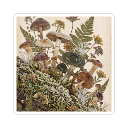 Winter Wild Mushrooms Herbarium Sticker | Rustic Decor