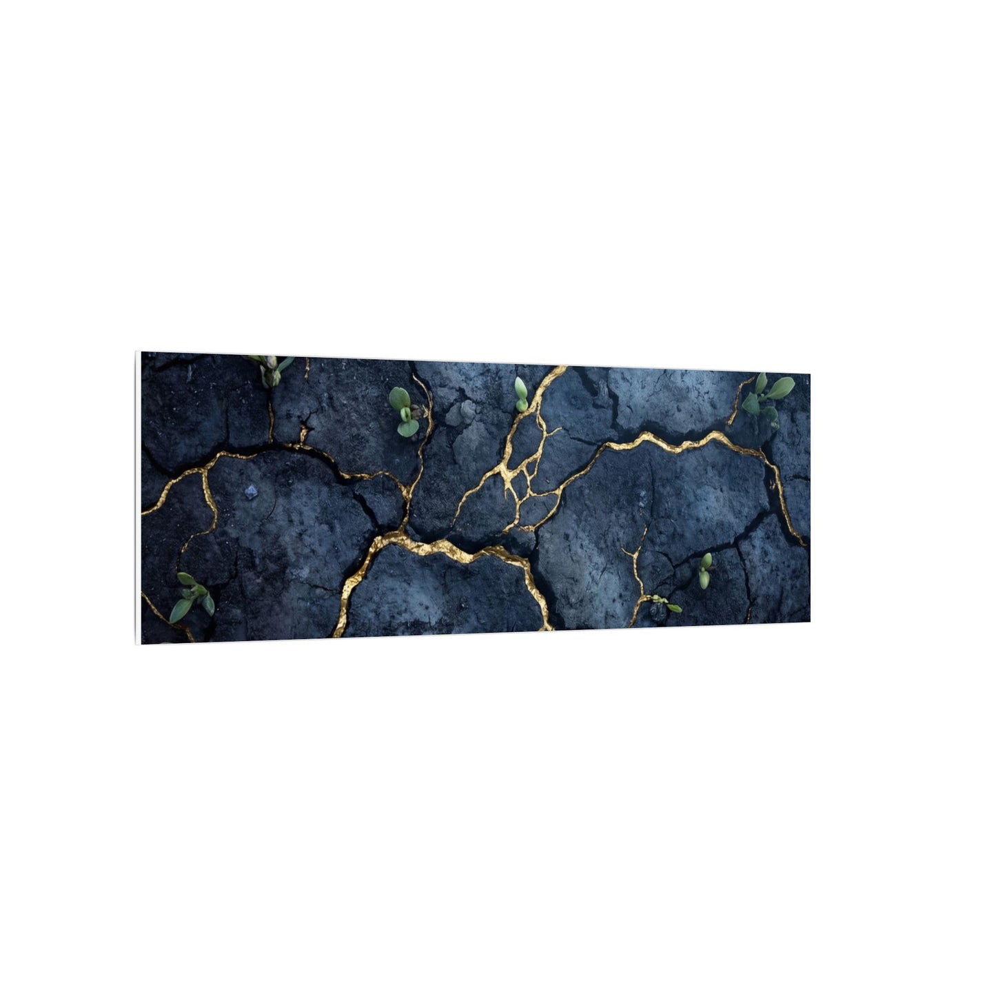 Cracked Earth Spring Canvas Art | Kintsugi Healing Design
