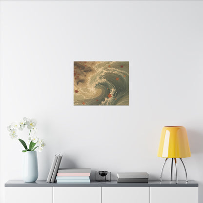 Japandi Ocean Wave in Candlelight | Japanese Pattern Canvas Art