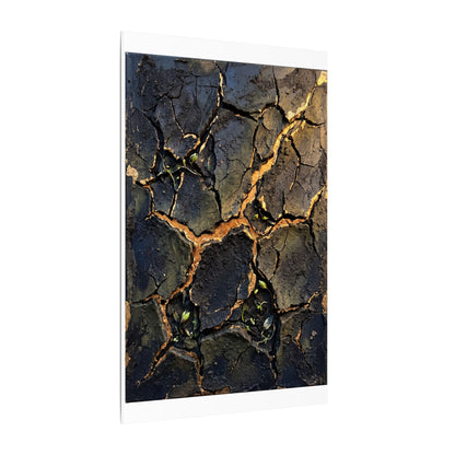 Cracked Earth Spring Canvas Art | Dark Japandi Atmospheric Design