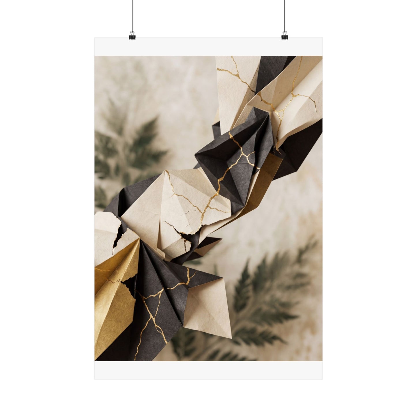 Kintsugi Paper Fold in Overcast | Broken Beauty Wall Art Print