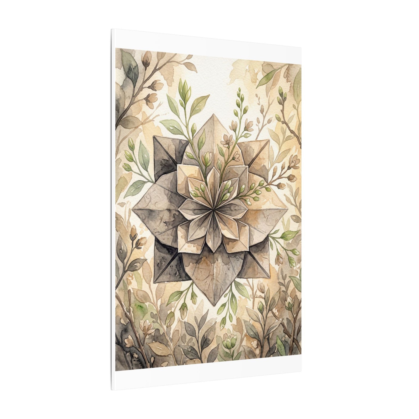 Warm Paper Fold Canvas Art - Watercolor Japandi