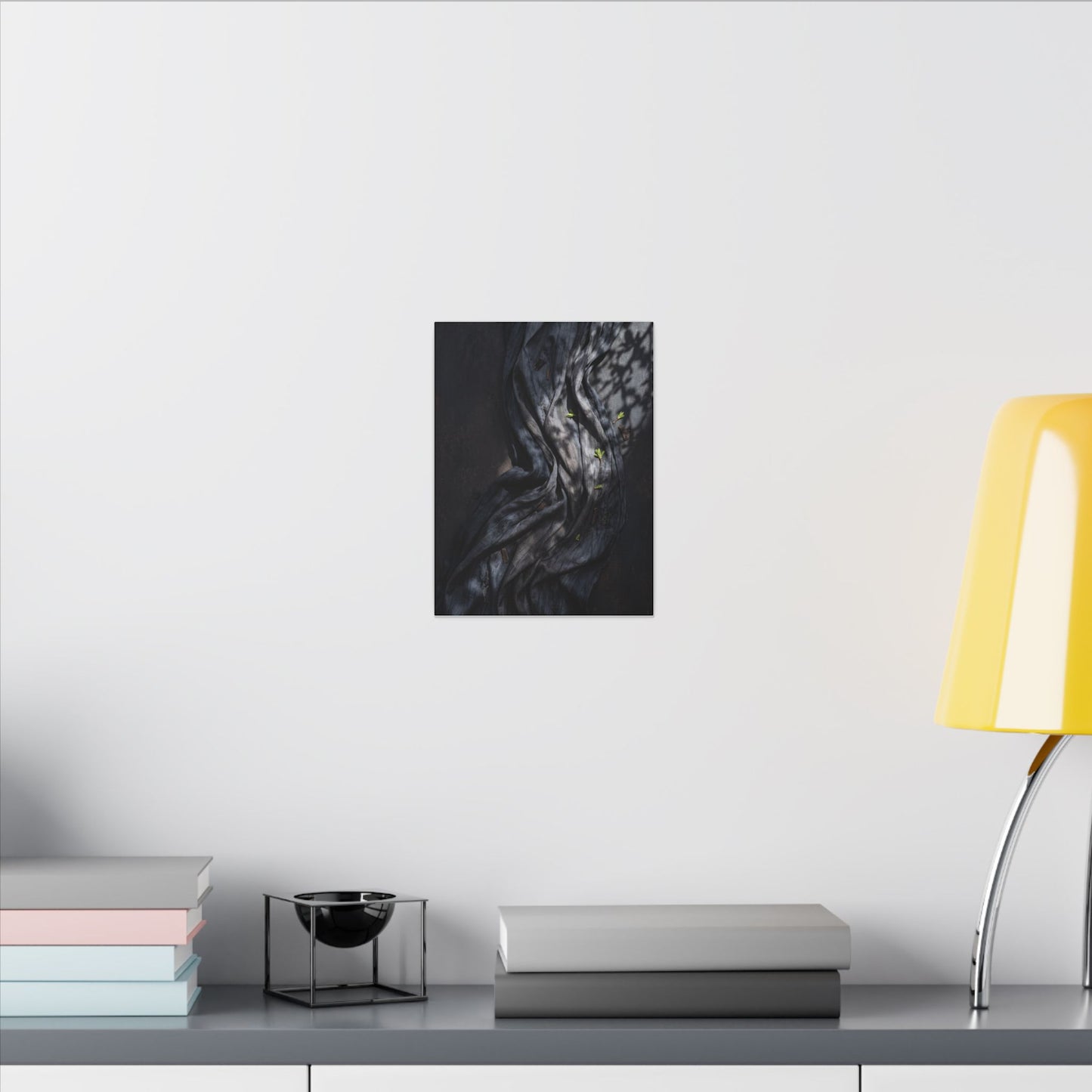 Seijaku Silk Drape Canvas Art - Dark Japandi Dark Texture