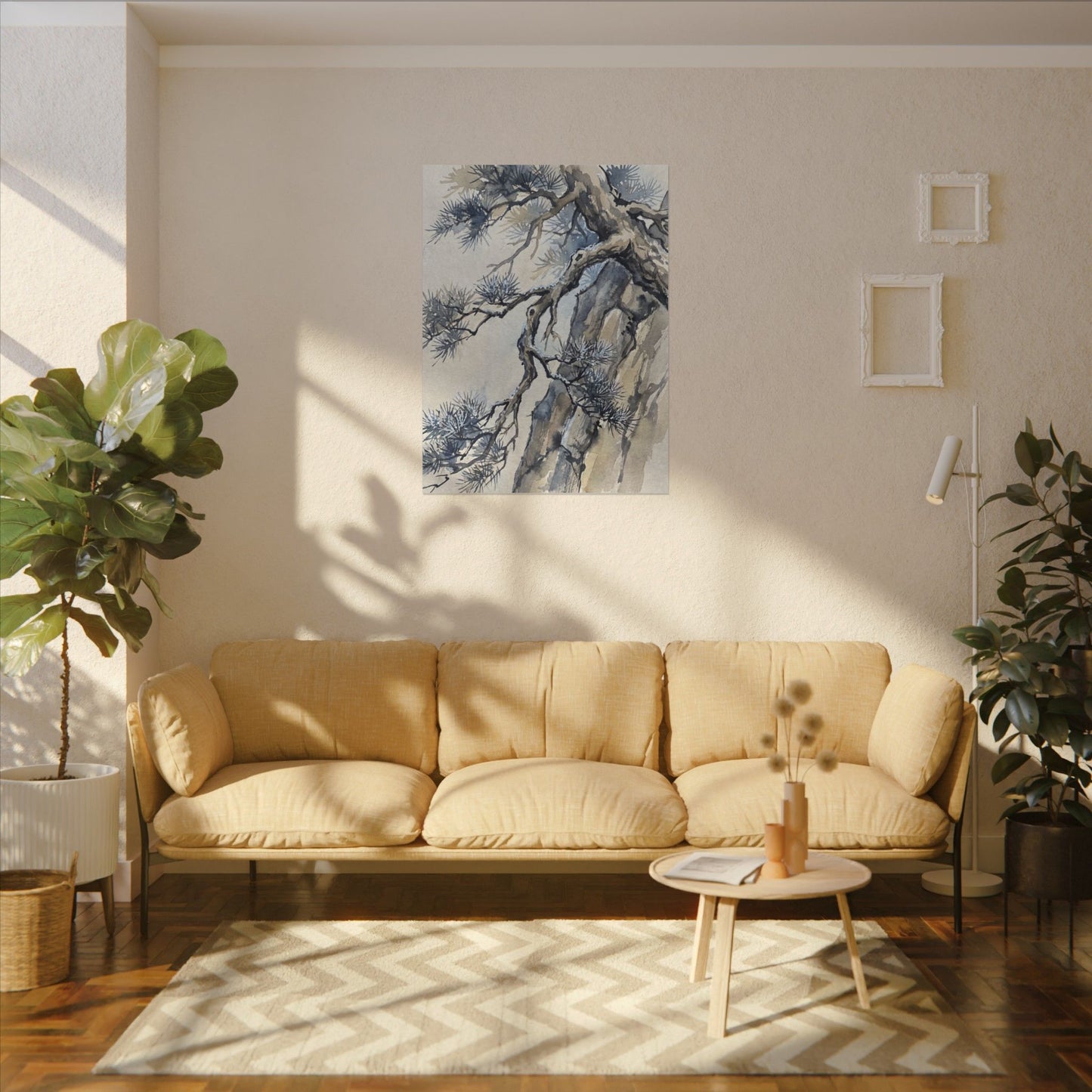 Moonlight Pine Tree Canvas Art - Japandi Seijaku