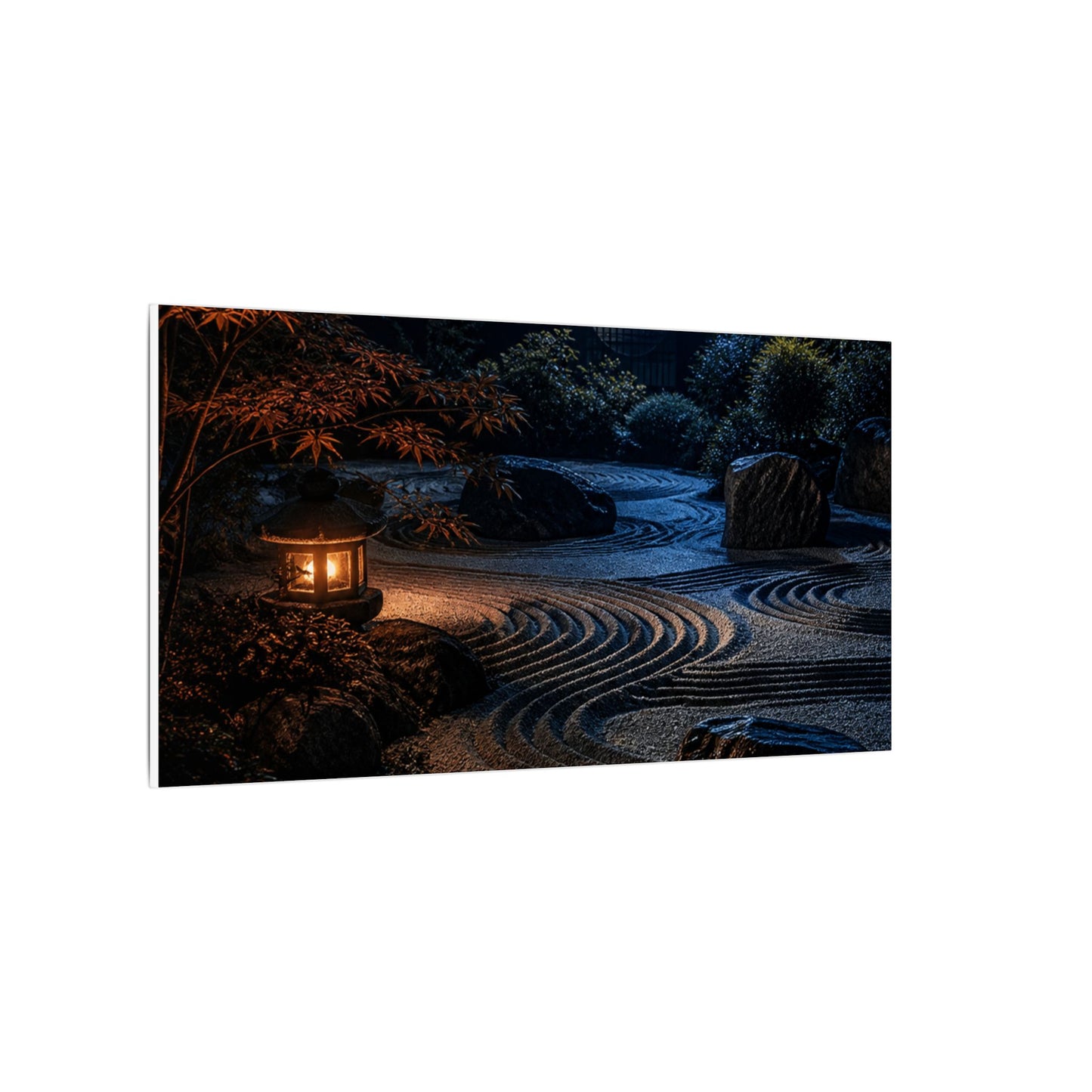Summer Rock Garden Shadow Zen Canvas Art | Moody Decor