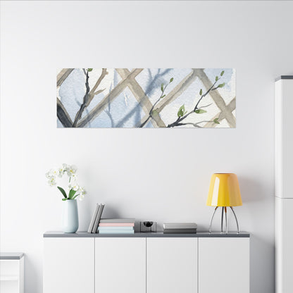 Shoji Screen Canvas Art | Spring Japandi Watercolor Art