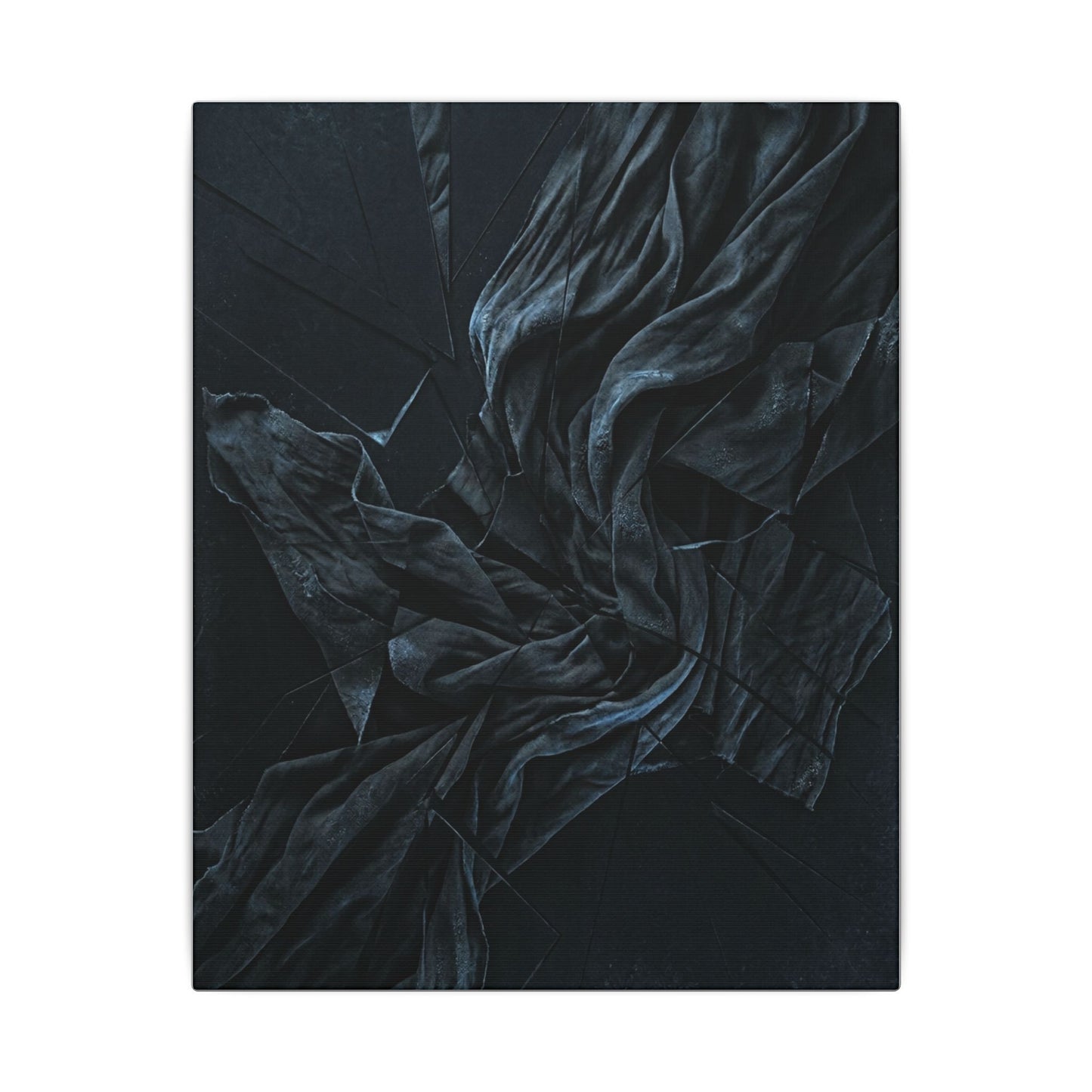 Dark Japandi Silk Drape in Moonlight | Moody Minimal Canvas Art