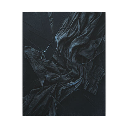 Dark Japandi Silk Drape in Moonlight | Moody Minimal Canvas Art