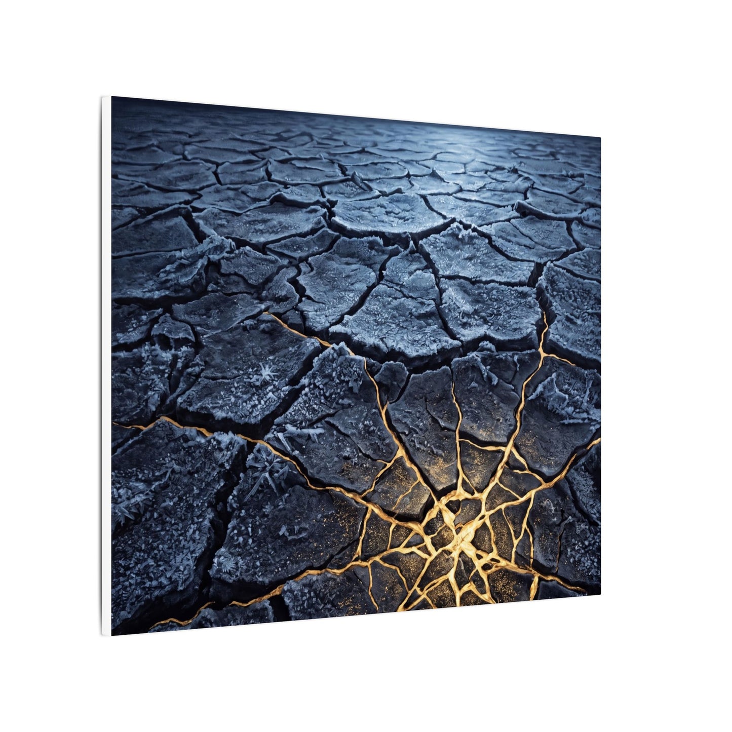 Moonlight Cracked Earth Canvas Art - Kintsugi Mono No Aware
