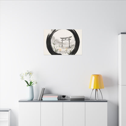 Spring Torii Gate Enso Canvas Art | Tranquil Decor