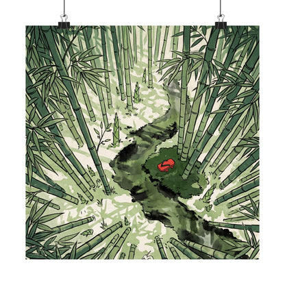 Zen Bamboo Grove in Overcast | Ukiyo E Inspired Wall Art Print