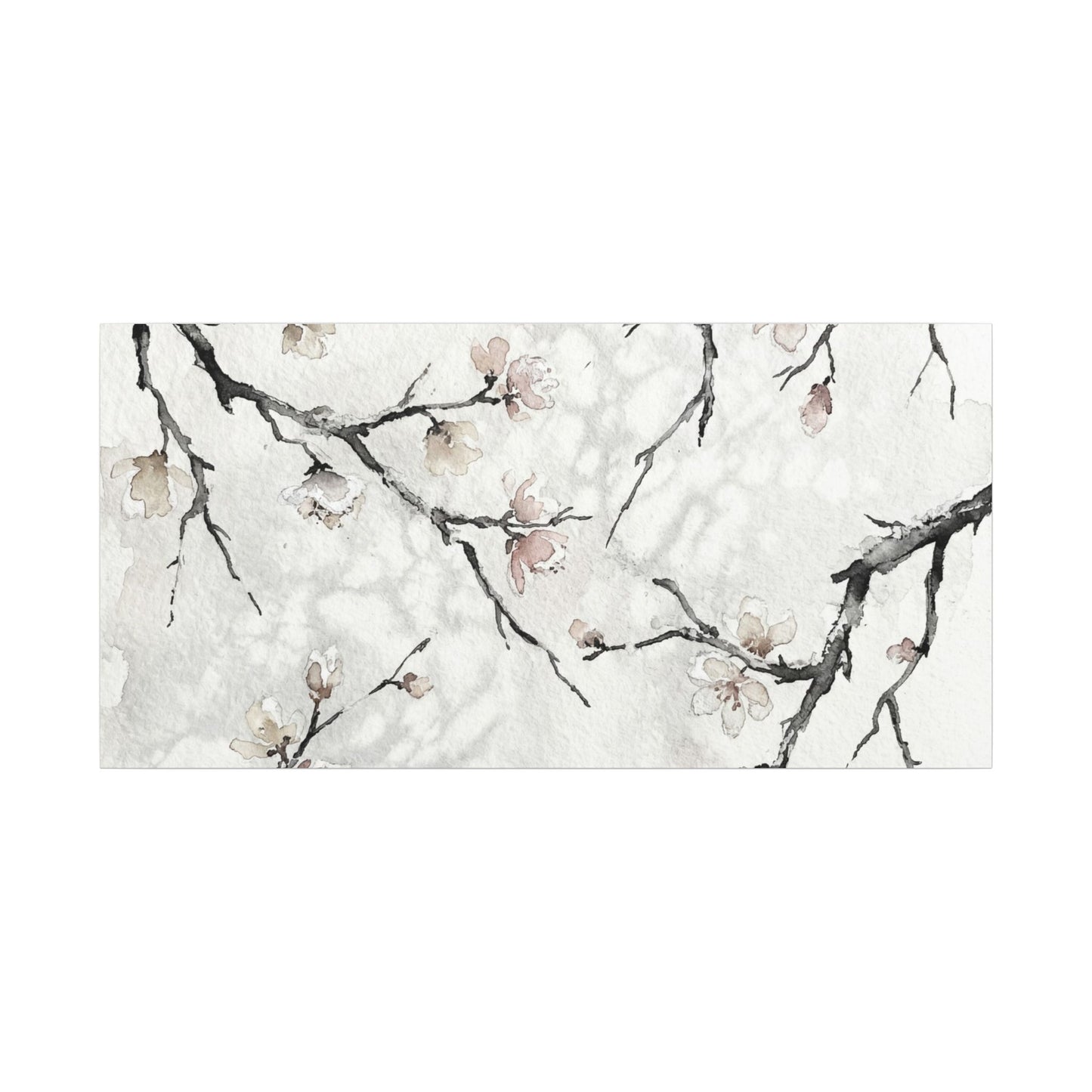 Cherry Blossom Canvas Art | Winter Japandi Watercolor Art