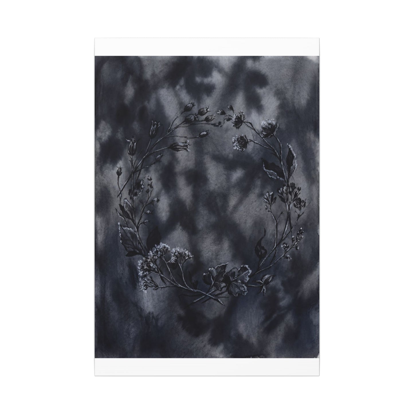 Dried Flowers Canvas Art | Winter Dark Japandi Shadow Zen Art