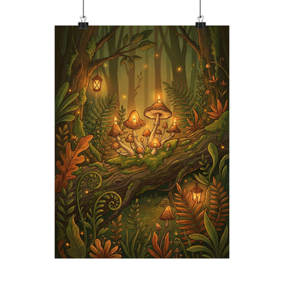 Summer Wild Mushrooms Forest Whimsy Wall Art Print | Nostalgic Decor Art Print