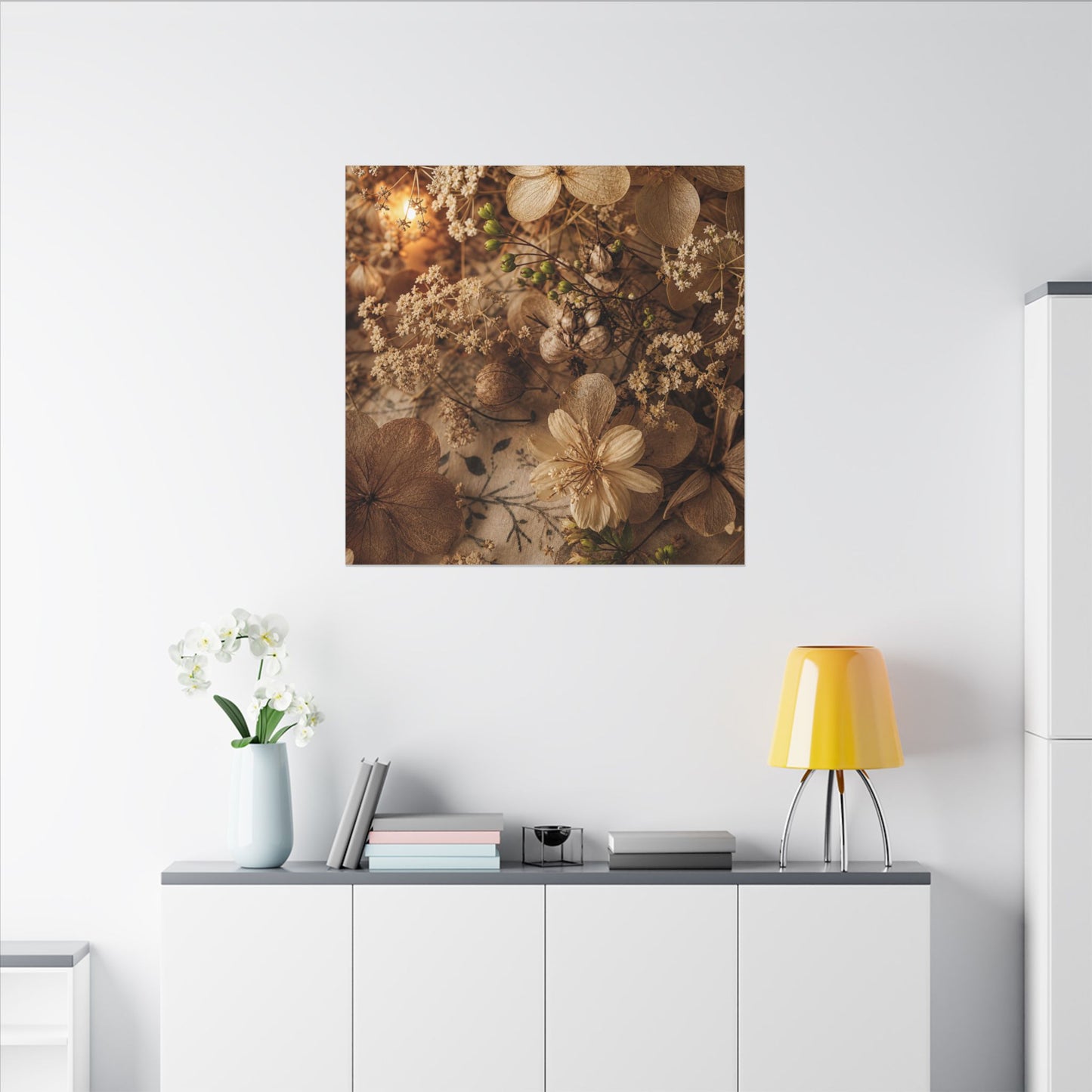 Spring Dried Flowers Japanese Pattern Canvas Art | Earthy Decor