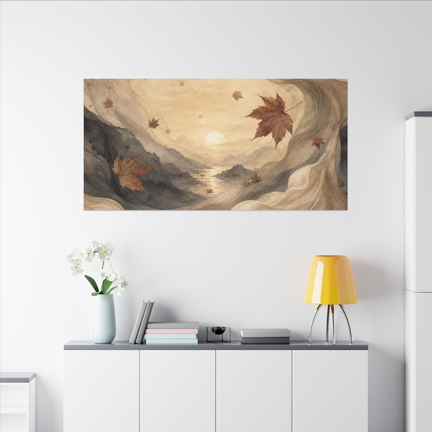 Autumn Silk Drape Watercolor Canvas Art | Earthy Decor