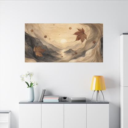 Autumn Silk Drape Watercolor Canvas Art | Earthy Decor