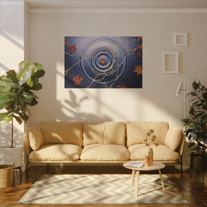 Kintsugi Water Ripple in Dawn | Gold Vein Canvas Art