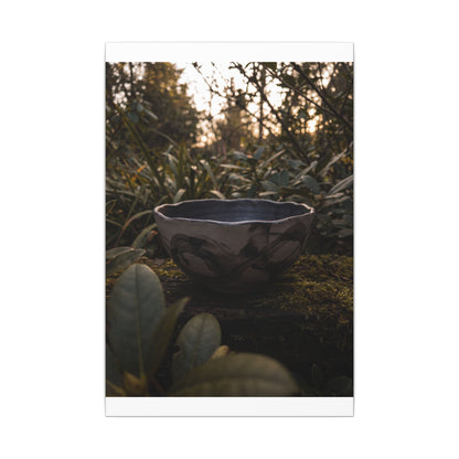 Ceramic Bowl Canvas Art | Summer Dark Japandi Charcoal Ink Art