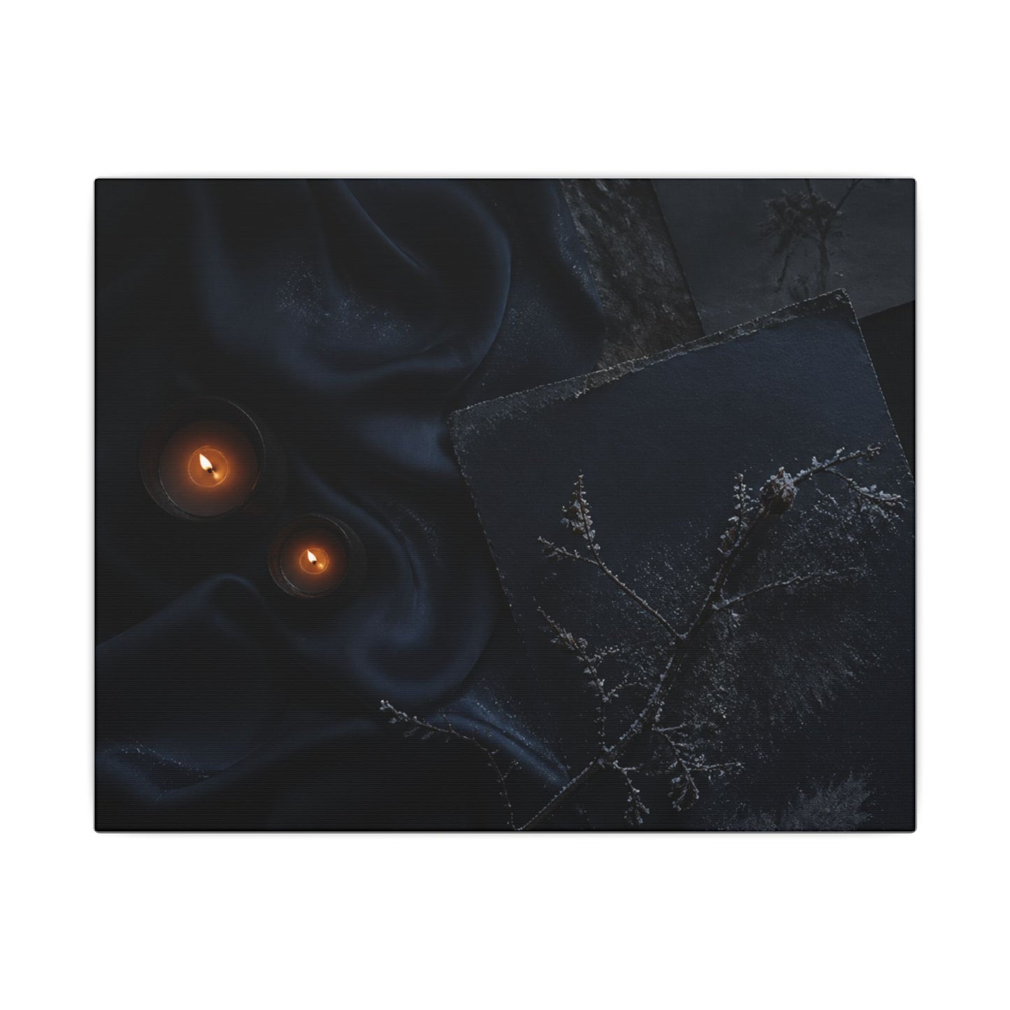 Candlelight Silk Drape Canvas Art - Dark Japandi Kanso