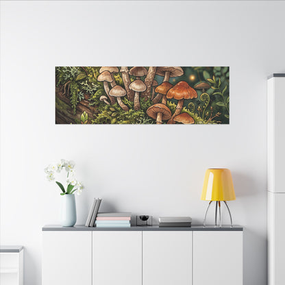 Spring Wild Mushrooms Herbarium Canvas Art | Rustic Decor