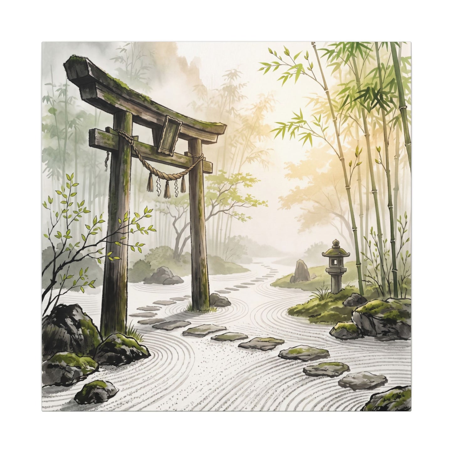 Peaceful Torii Gate Canvas Art - Karesansui Zen