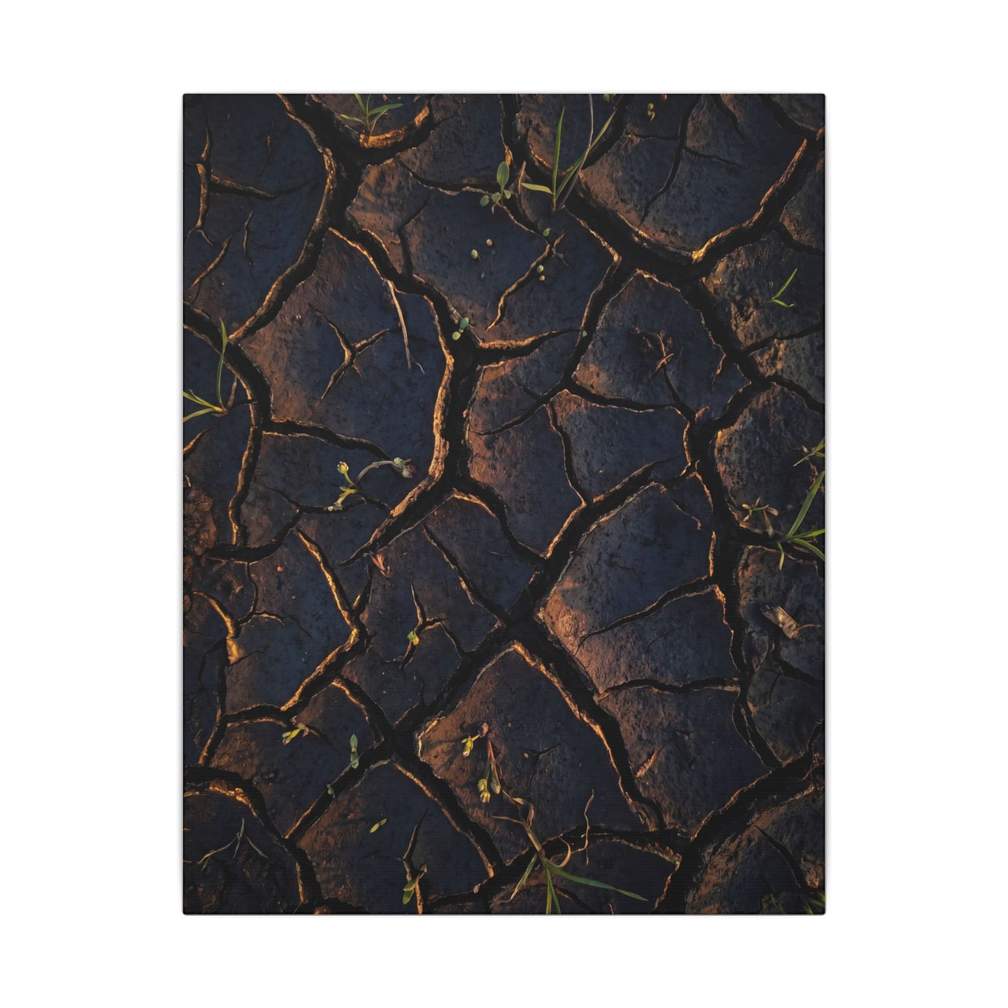 Cracked Earth Moody Minimal Canvas Art | Luxurious Dark Japandi Art