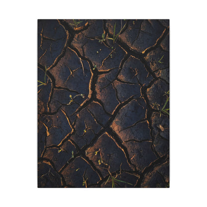 Cracked Earth Moody Minimal Canvas Art | Luxurious Dark Japandi Art
