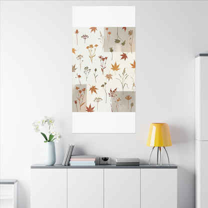 Autumn Dried Flowers Japanese Pattern Canvas Art | Elegant Decor