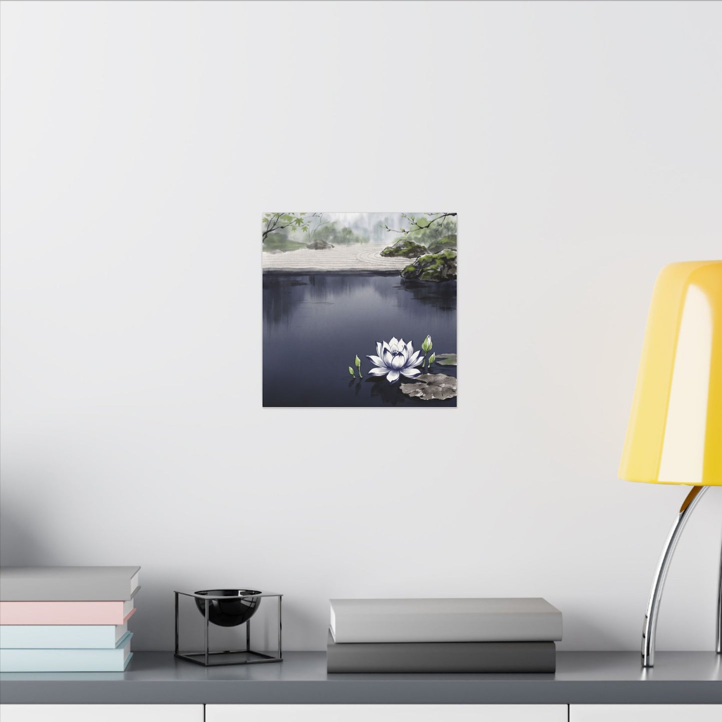 Lotus Flower Karesansui Canvas Art | Tranquil Zen Art