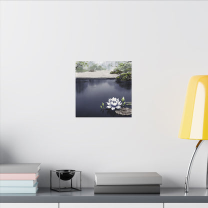Lotus Flower Karesansui Canvas Art | Tranquil Zen Art