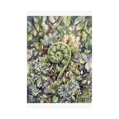 Dappled Fern Unfurling Wall Art Print - Japandi Shibui