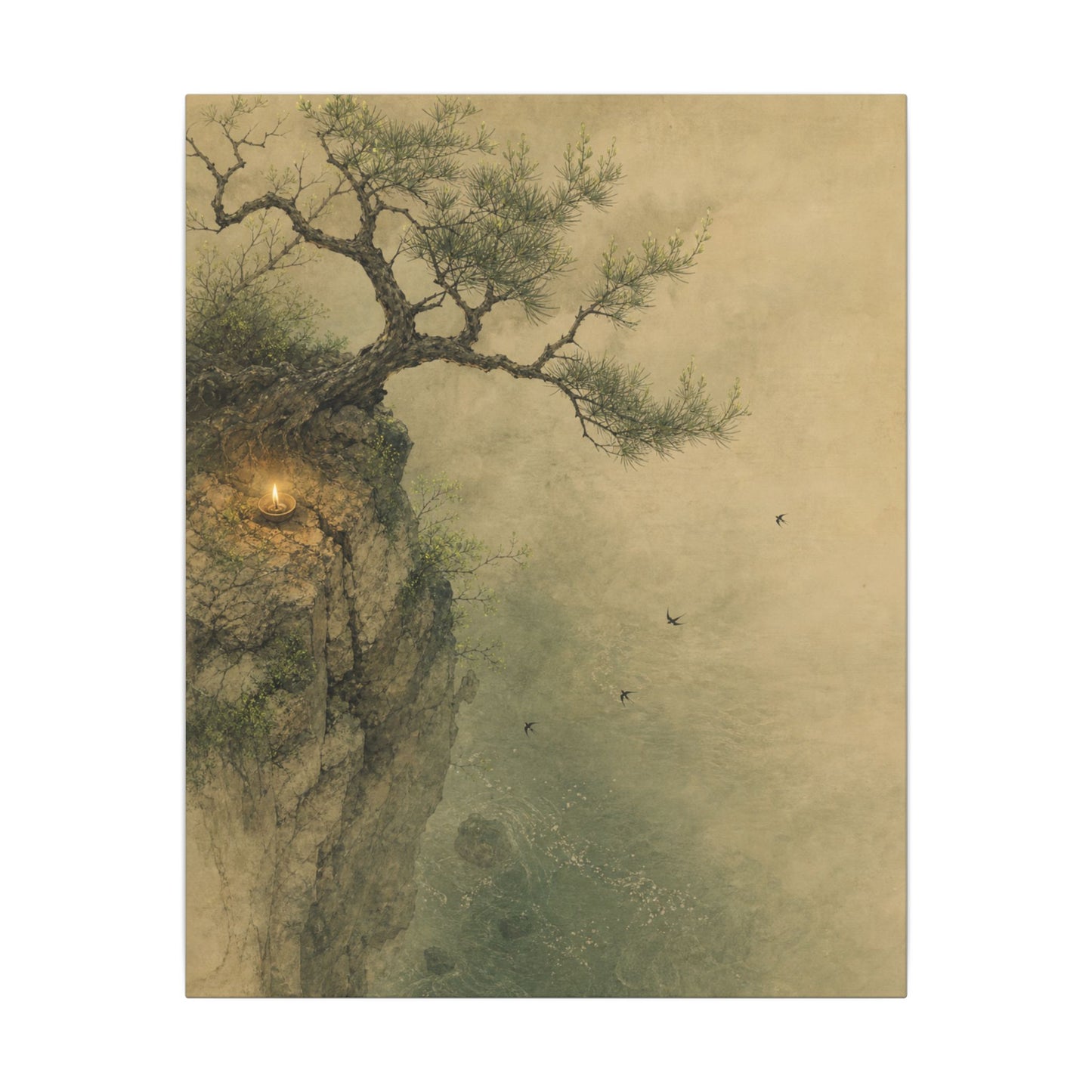 Spring Pine Tree Minimal Line Canvas Art | Earthy Decor