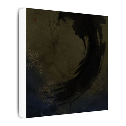 Seijaku Ink Brushstroke Canvas Art - Dark Japandi Moody Minimal