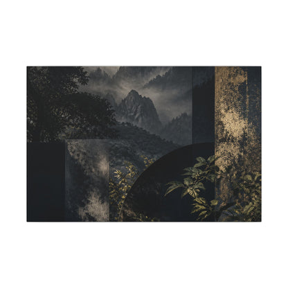 Mountain Mist Summer Canvas Art | Dark Japandi Atmospheric Design