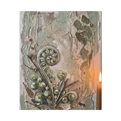 Japandi Fern Unfurling in Candlelight | Texture Canvas Art