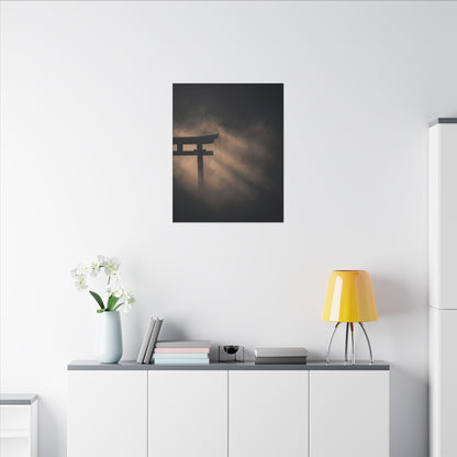 Torii Gate Shadow Zen Canvas Art | Bold Dark Japandi Art
