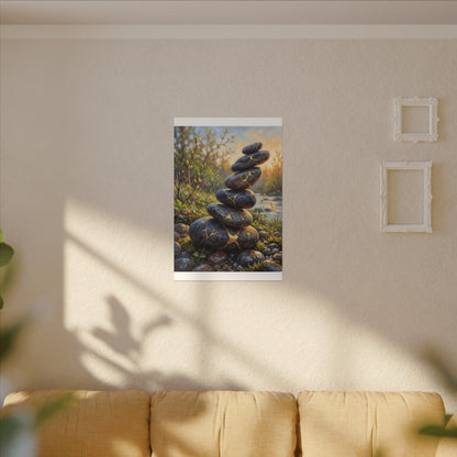 Spring River Stones Gold Repair Canvas Art | Healing Decor