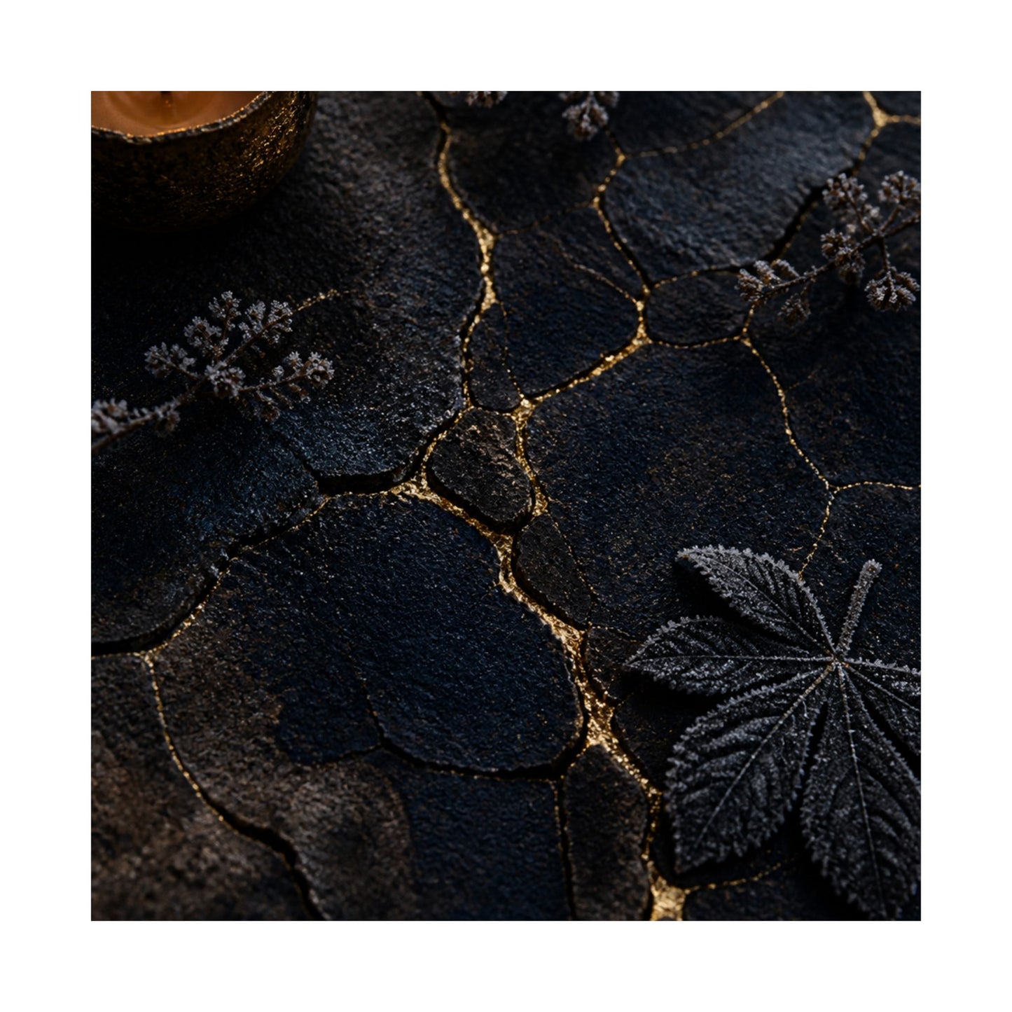 Luxurious Cracked Earth Wall Art Print - Moody Minimal Dark Japandi