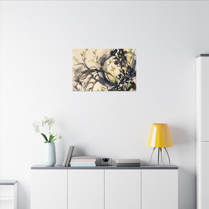 Ma Shadow Play Canvas Art - Dark Japandi Charcoal Ink