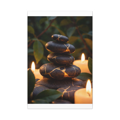 Summer River Stones Gold Vein Canvas Art | Philosophical Decor